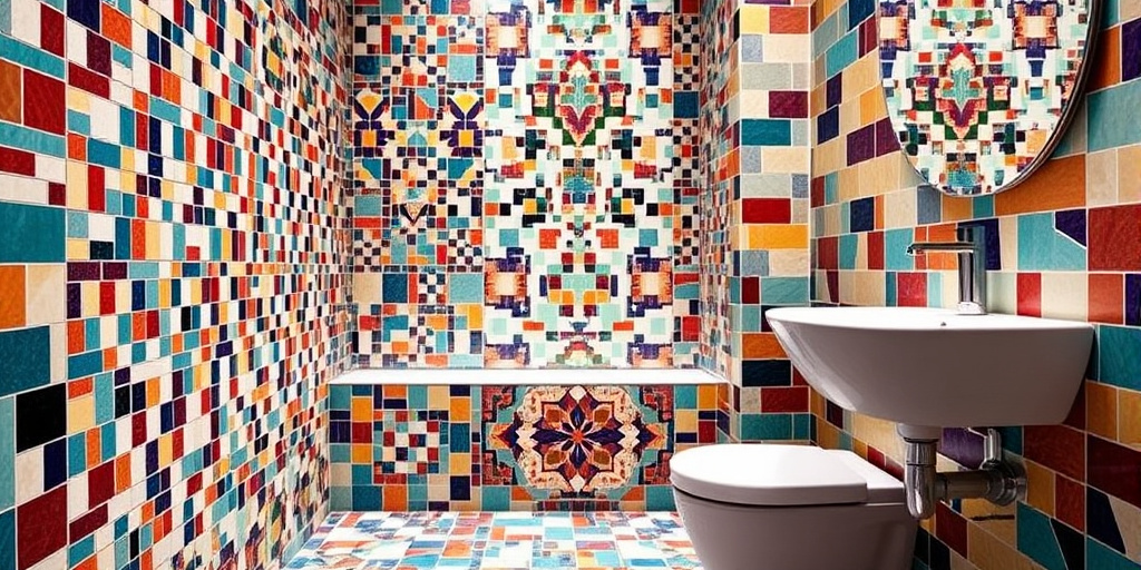 Badezimmer-Wanddeko gestalten - - Kreative Fliesenmuster für ein stylisches Ambiente