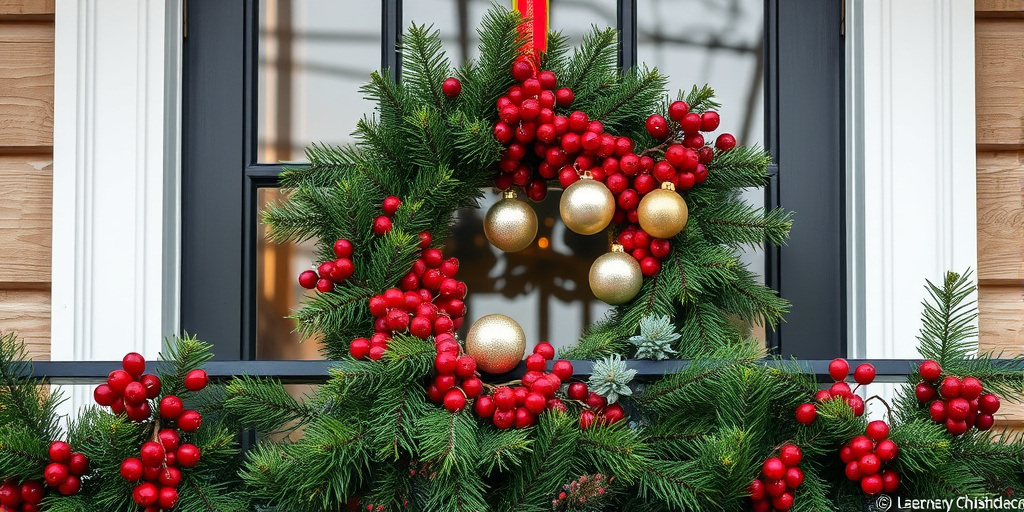 Balkon-Deko Tipps - - Weihnachtskränze für die Balkontür
