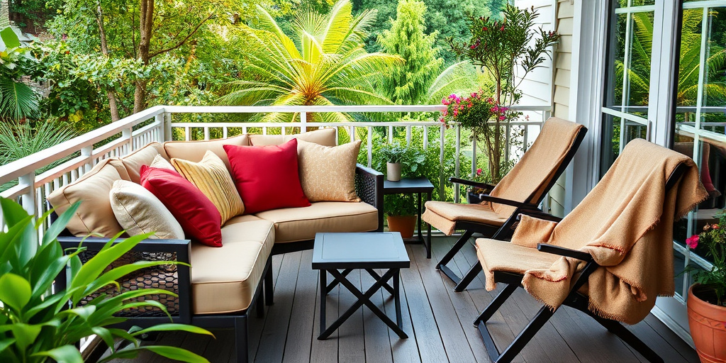 Balkon Deko Ideen für Sommerabende - - Bequeme Sitzmöglichkeiten schaffen