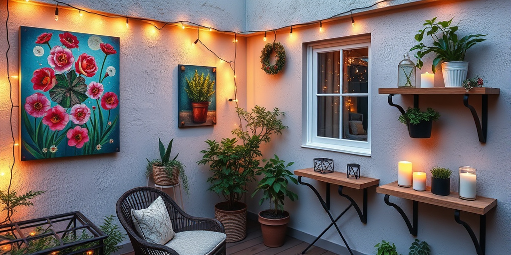 Balkon Deko Ideen für Sommerabende - - Kreative Wandgestaltung nutzen