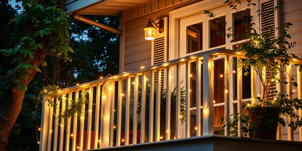 Balkon Deko Ideen für Sommerabende - - Lichterketten für stimmungsvolle Beleuchtung