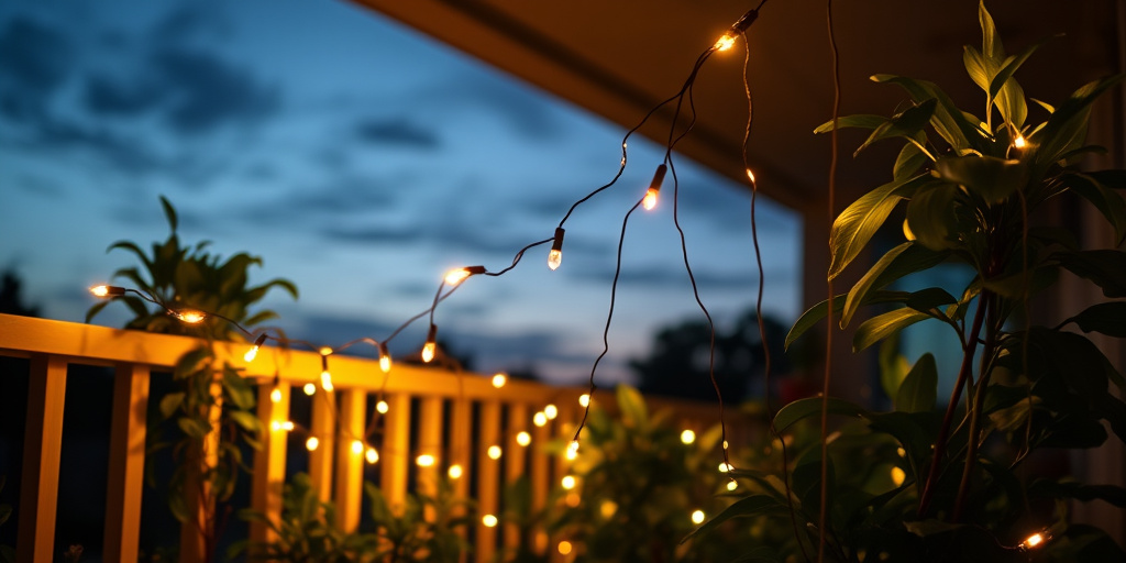 Balkon Deko Wand Tipps - Lichterketten für stimmungsvolle Abende