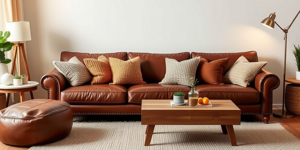 Braunes Sofa stilvoll dekorieren