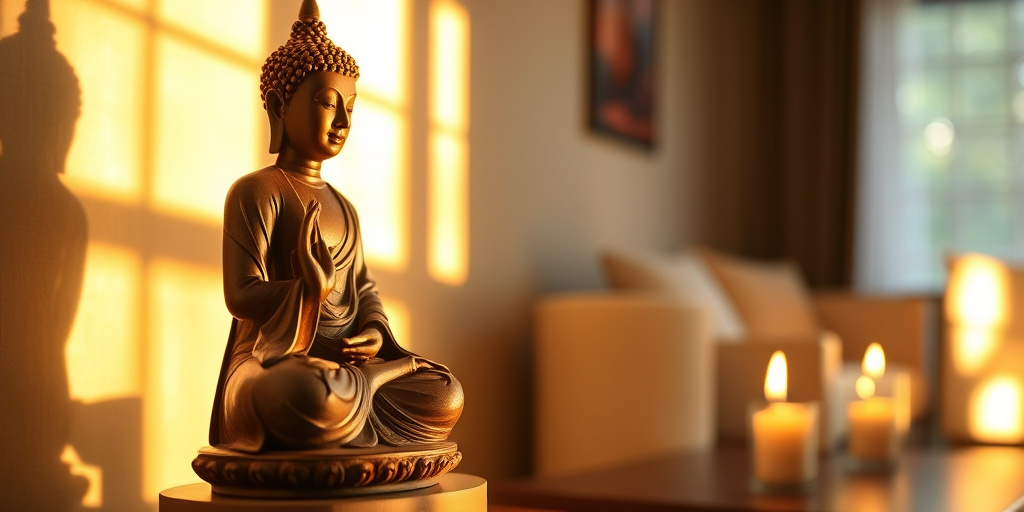 Buddha Deko im Wohnzimmer - - Die Macht des Lichts nutzen