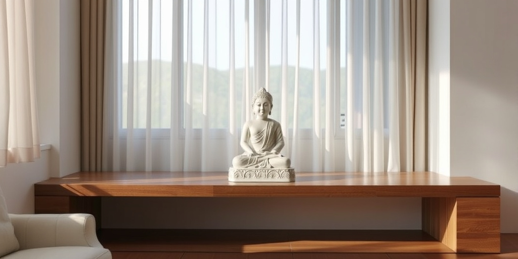 Buddha Deko im Wohnzimmer - - Minimalismus für Ruhe betonen