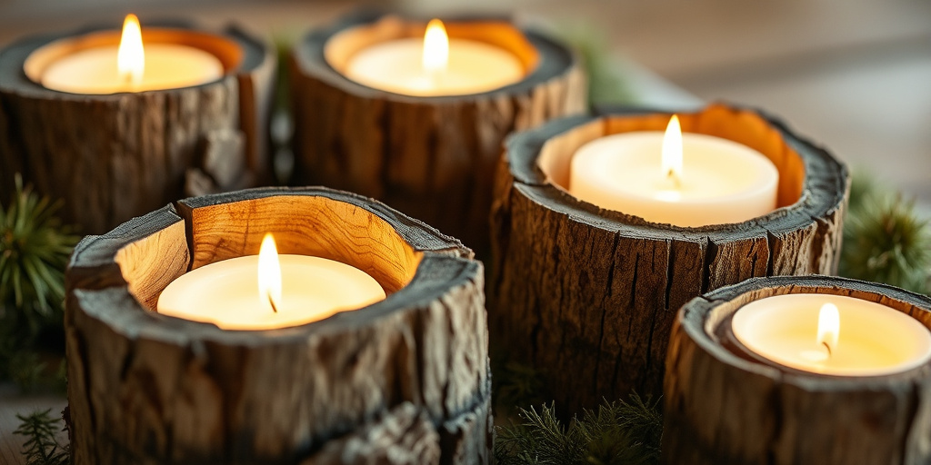 DIY-Deko: Moos und Baumrinde - Natürliche Kerzenhalter aus Baumrinde