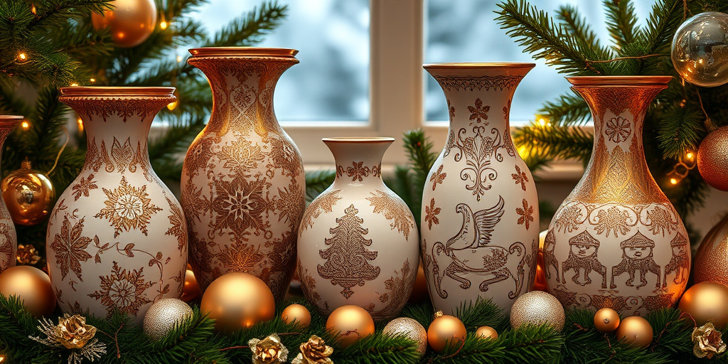 Festliche Vasen für Weihnachten