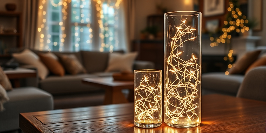 Glasvasen mit Lichterkette auswählen
