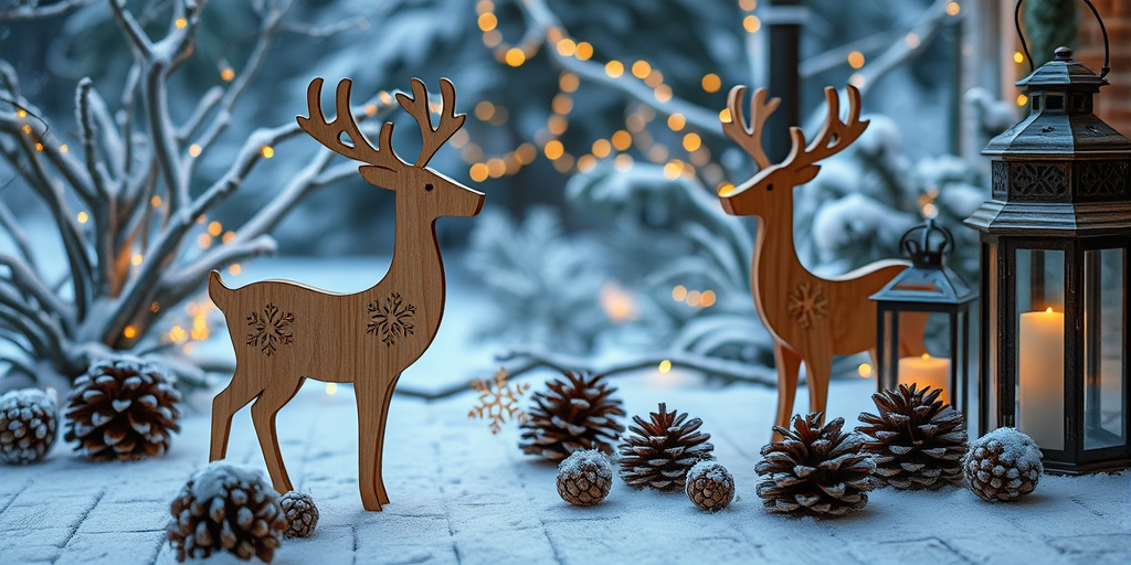 Holz-Weihnachtsdeko für draußen.
