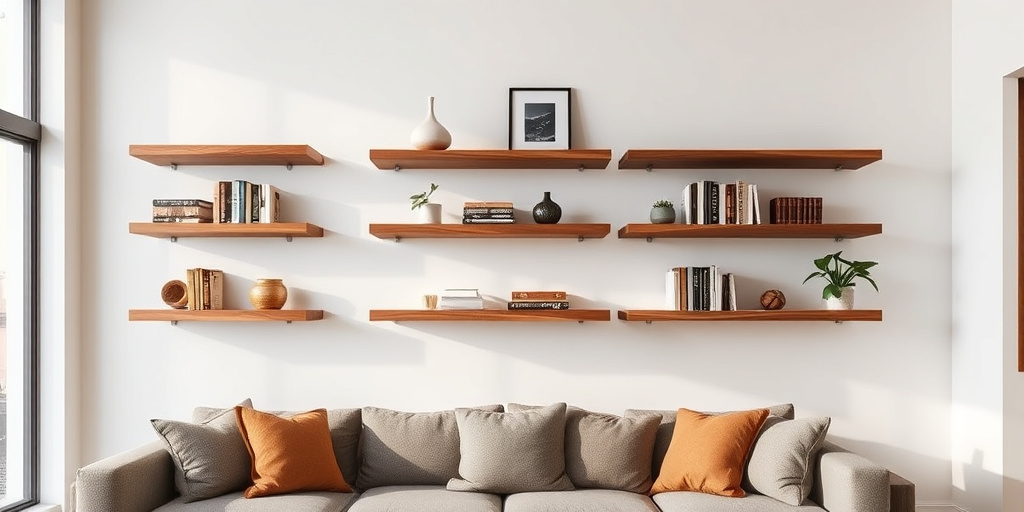 Holz Deko Wand selber machen - Schwebende Regale aus Holz