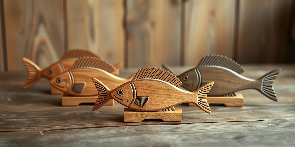 Holzdeko für Fische - Rustikale Tischdekoration: Holzfische als Serviettenhalter
