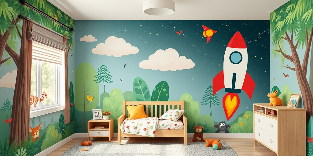 Kinderzimmer Deko-Ideen - - Farbenfrohe Wände: Tapeten und Wandbilder für eine magische Atmosphäre