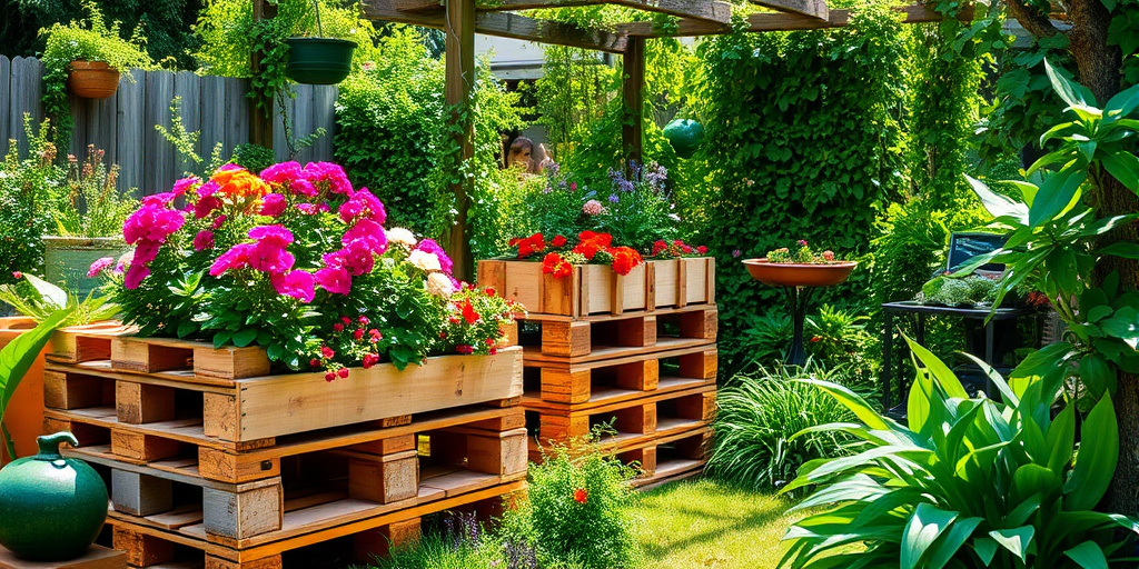 Kreative Paletten-Dekoration im Garten
