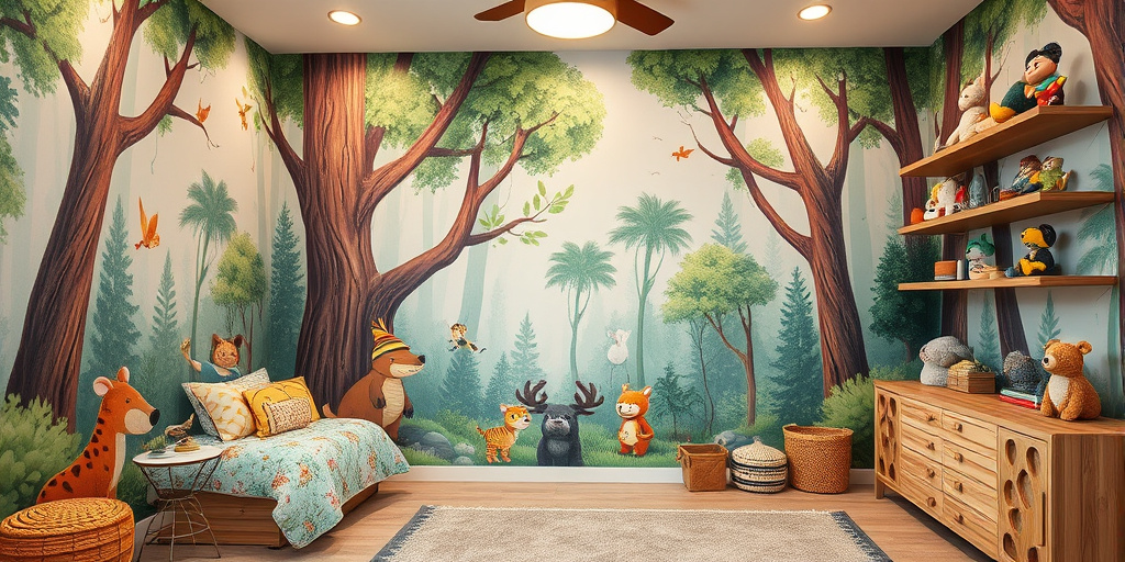 Kreative Wandgestaltung für Kinderzimmer.