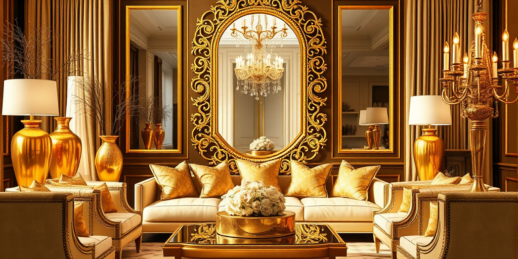 Luxuriöse Gold-Deko fürs Wohnzimmer