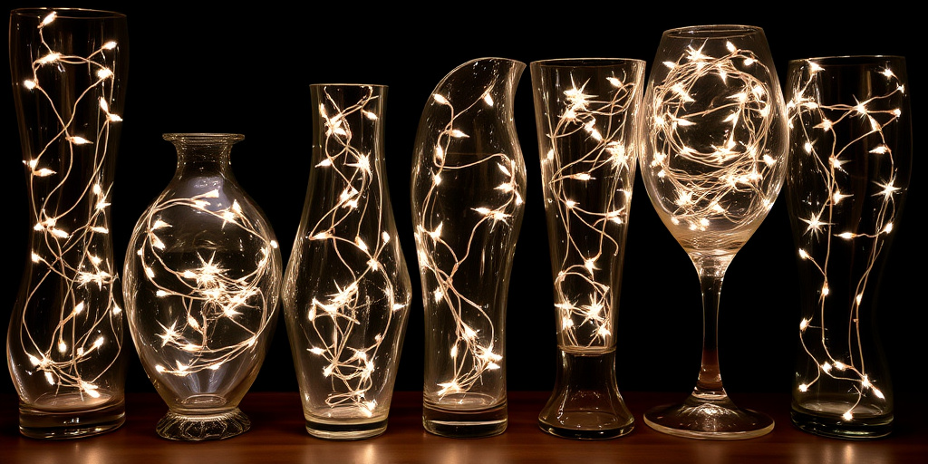 Magische Glasvasen mit Lichtern