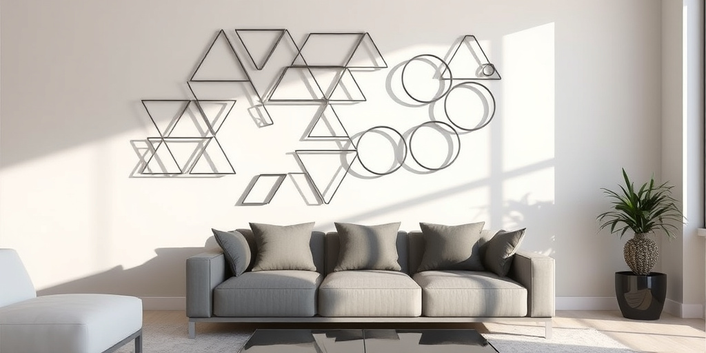 Metall-Wanddeko Tipps für Wohnzimmer - - Kreative Akzente mit geometrischen Formen setzen