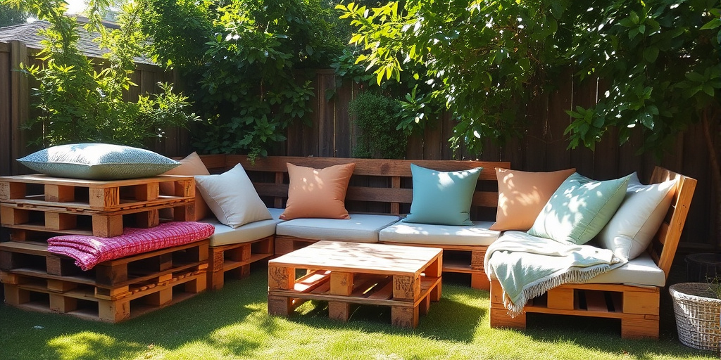 Paletten-Deko draußen - - Gemütliche Paletten-Lounge bauen