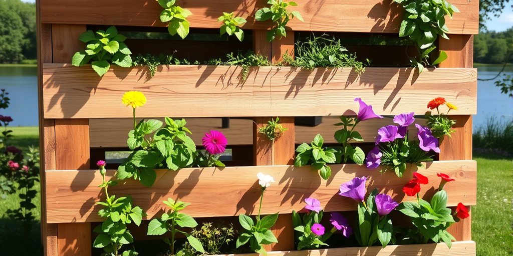 Paletten-Deko draußen - - Stilvoller Paletten-Blumentopf