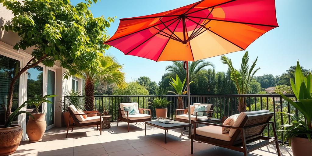 Terrassendeko im Sommer - - Praktische und dekorative Sonnenschirme