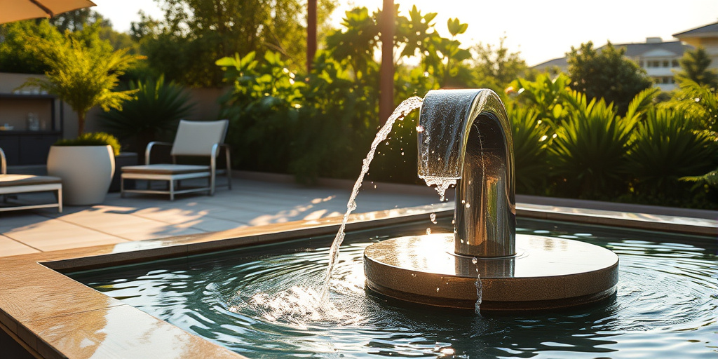 Terrassendeko im Sommer - - Wasserspiele für ein beruhigendes Ambiente
