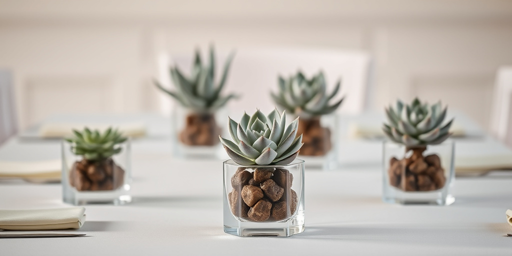 Tischdeko Hochzeit Blumenideen - - Minimalistische Eleganz mit Sukkulenten