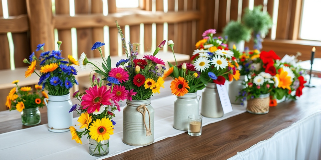 Tischdeko Hochzeit Blumenideen - - Wildblumen-Pracht für rustikalen Charme