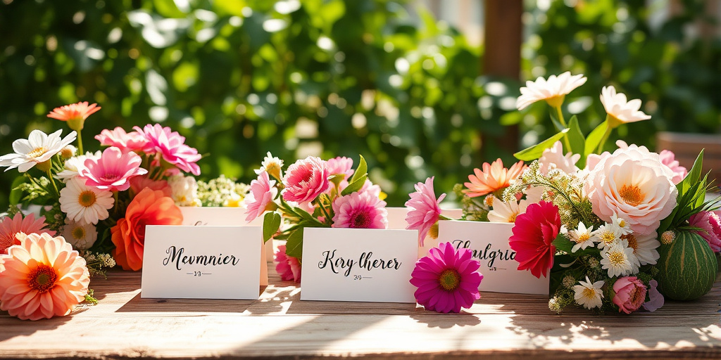 Tischdeko für Gartenparty - Personalisierte Tischkarten für den individuellen Touch