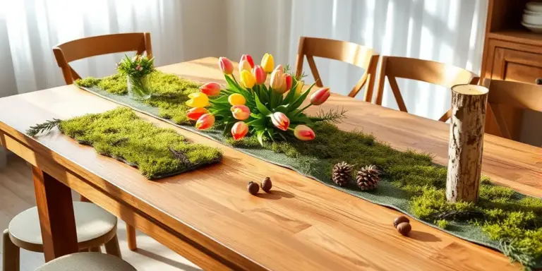 Tischdeko im Frühling mit Naturmaterialien