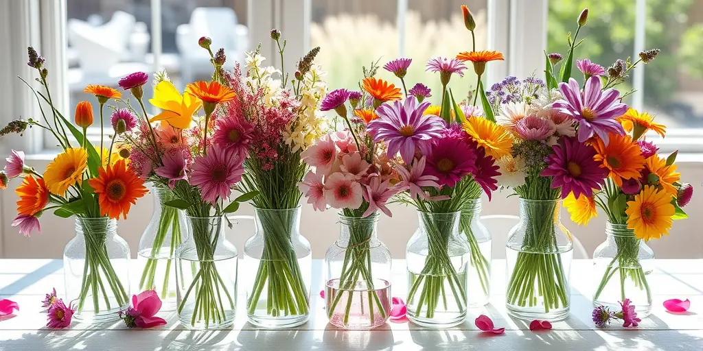 Tischdeko im Frühling mit Naturmaterialien - Frühlingshafte Blumengestecke aus Wildblumen