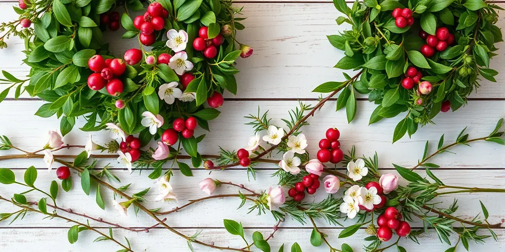 Tischdeko im Frühling mit Naturmaterialien - Kränze aus frischem Grün für einen lebendigen Look