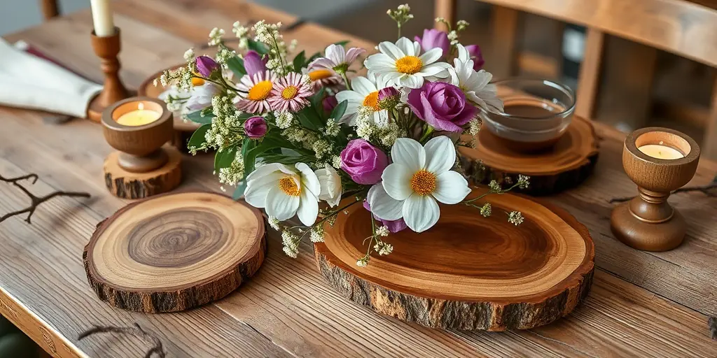 Tischdeko im Frühling mit Naturmaterialien - Rustikale Holzelemente für einen natürlichen Touch
