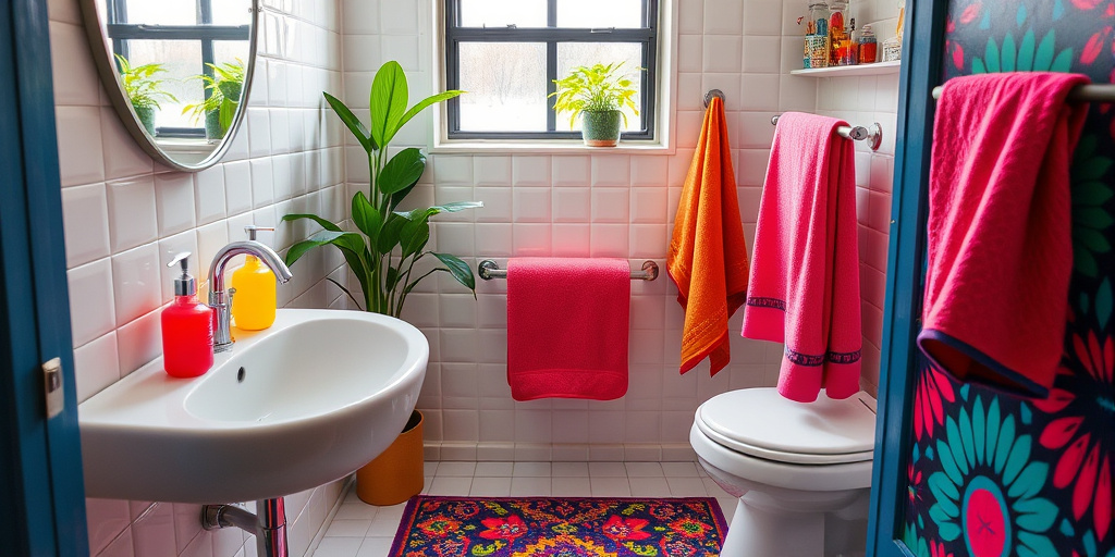 Toiletten Deko Gestaltungsideen - - Farbenfrohe Akzente setzen