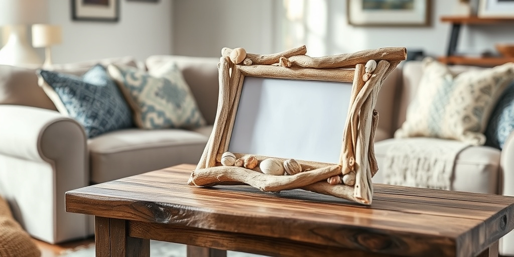 Treibholz-Deko im Wohnzimmer - - DIY-Treibholz-Bilderrahmen erstellen