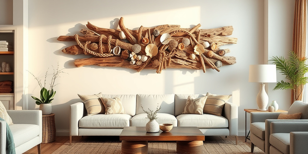 Treibholz-Deko im Wohnzimmer - - Kreative Treibholz-Wandkunst gestalten