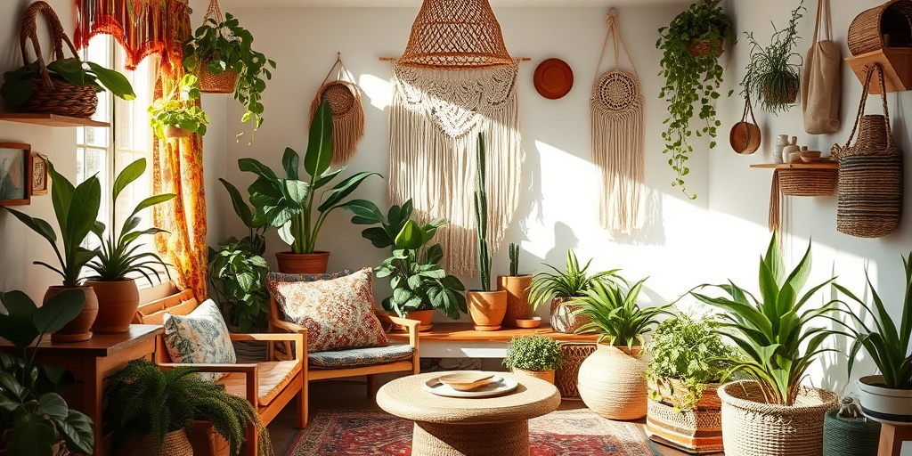 Unkonventionelle Raumgestaltung im Boho-Stil