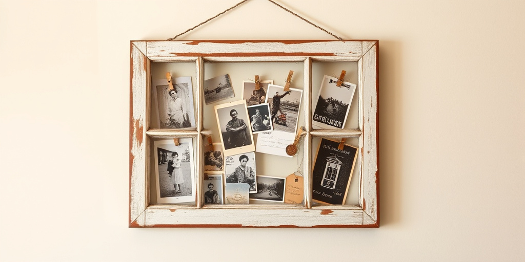 Upcycling Deko Ideen - - Alte Fensterrahmen als charmante Fotocollagen verwenden