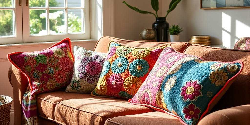 Upcycling Deko Ideen - - Textilien in farbenfrohe Kissenhüllen umnähen