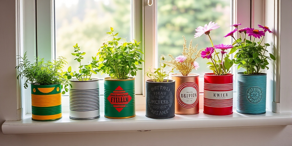 Upcycling Deko Ideen - - Vintage Dosen als schicke Pflanzgefäße