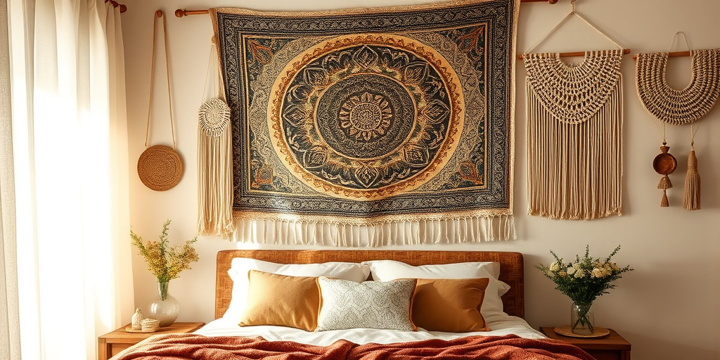 Wanddeko Schlafzimmer - - Texturen und Stoffe einbinden