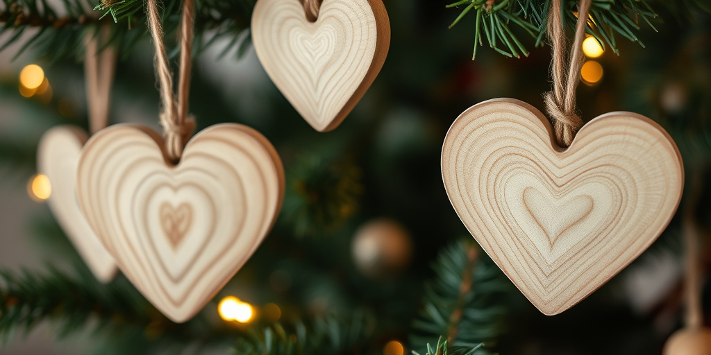 Weihnachtsbaum Holz-Deko DIY-Projekte - - Natürliche Holzherzen für festliche Stimmung