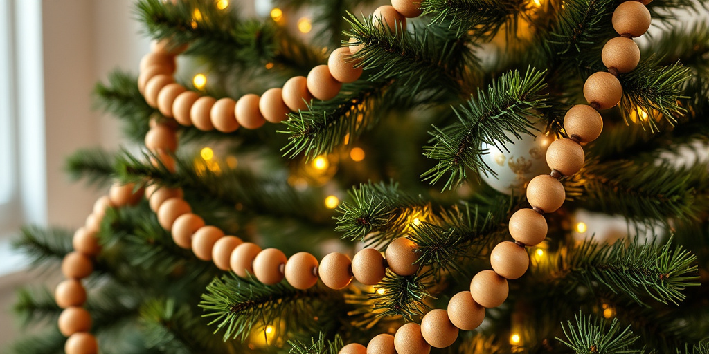 Weihnachtsbaum Holz-Deko DIY-Projekte - - Rustikale Holzperlen-Girlanden