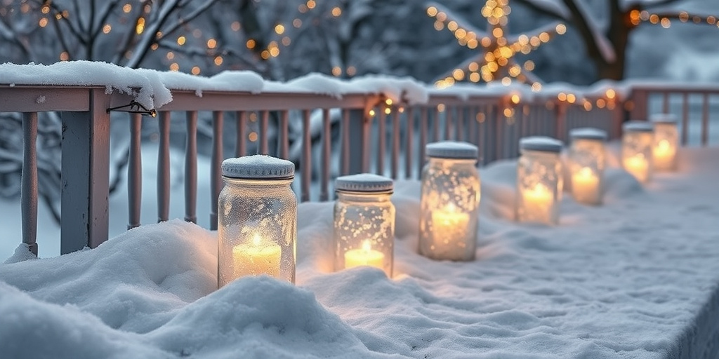 Weihnachtsdeko für draußen DIY-Ideen - Funkelnde Eiskristall-Laternen aus Einmachgläsern