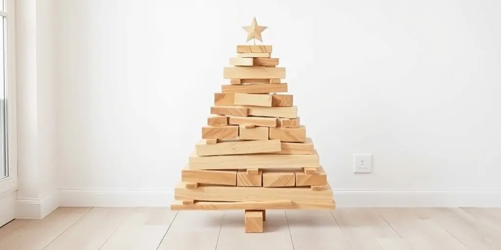 Abstrakte Tannenbäume aus Holz