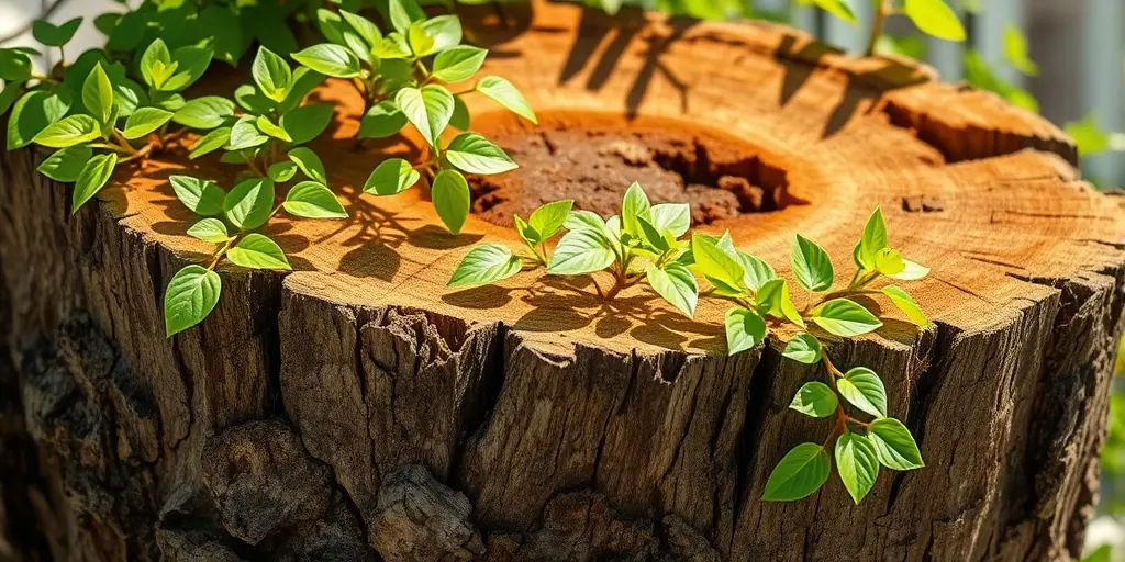 Baumstamm als Pflanzkübel
