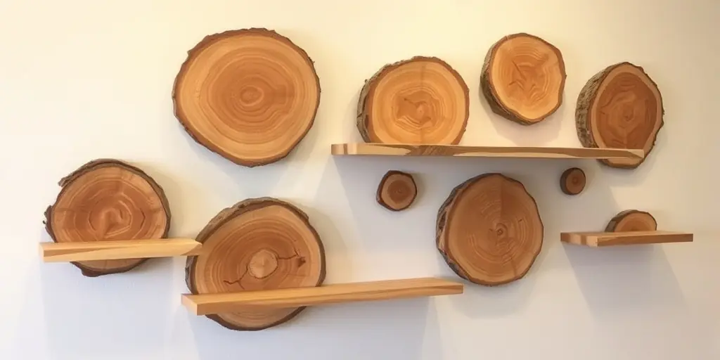 Baumstamm-Regale an der Wand
