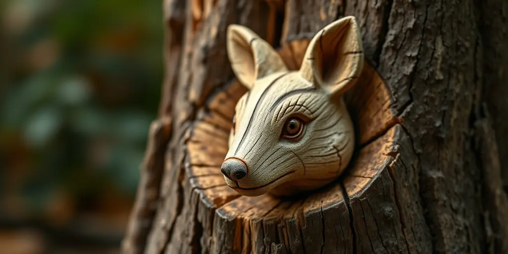 Baumstamm-Skulpturen