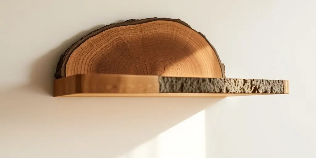 Baumstammscheiben als Wandregale