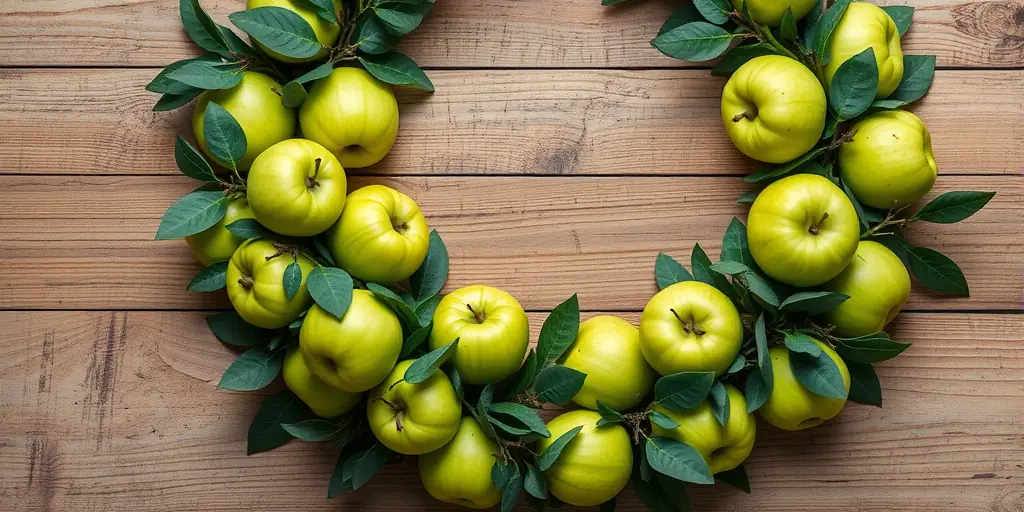 Grüne Äpfel im Kranz