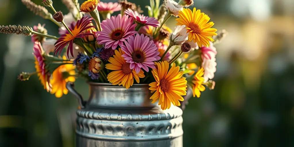 Milchkanne als Blumenvase
